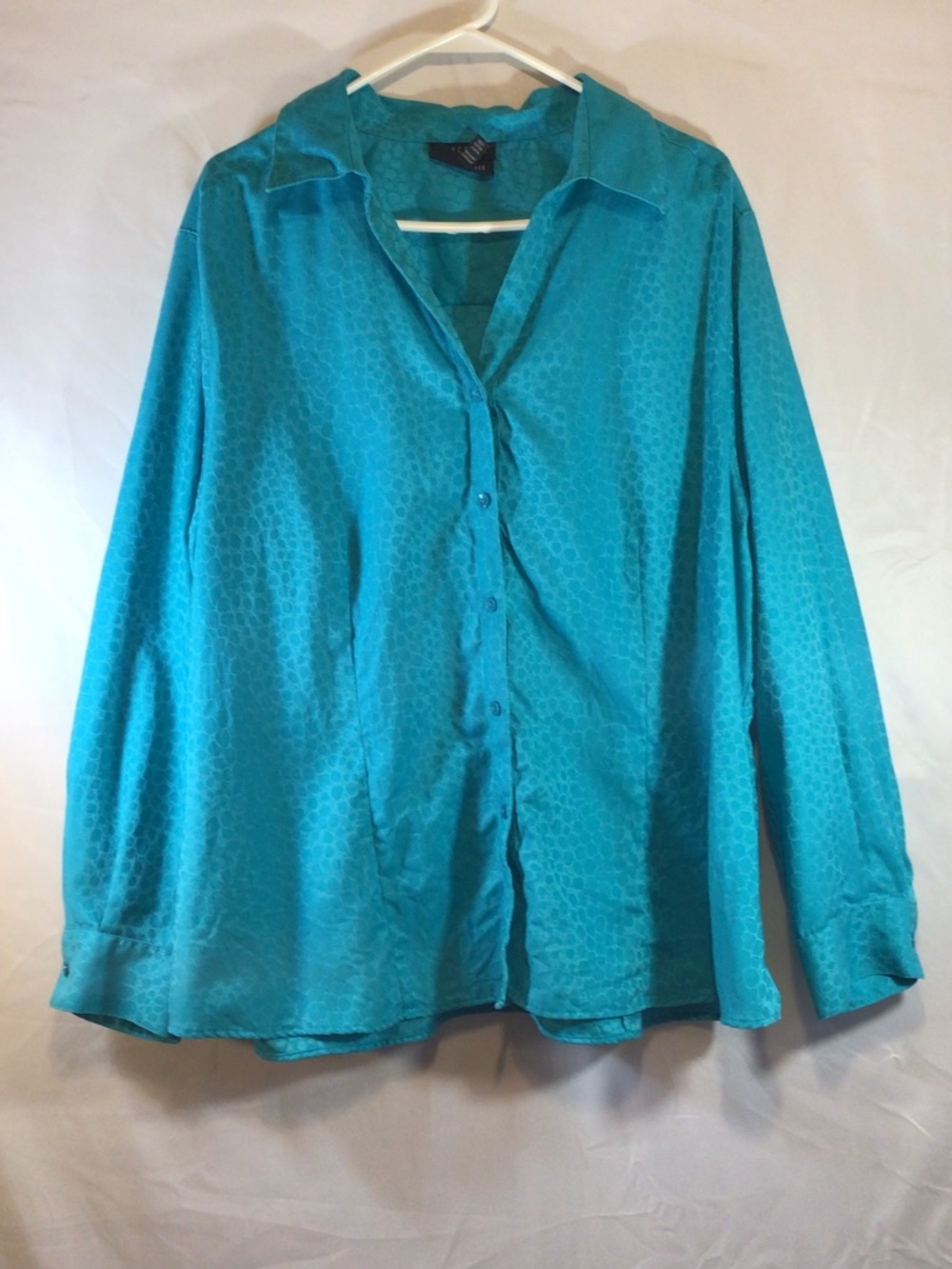 foxcroft women button up shirt 22W blue long sleeves wrinkle free work office